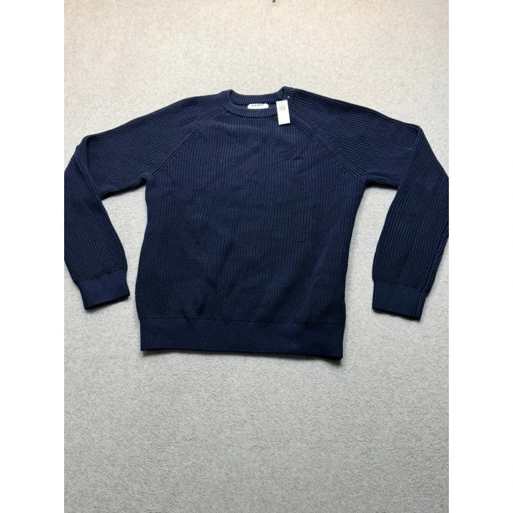 Old Navy Mens Navy Blue Cotton Shaker Stitch Raglan Crew Neck Sweater M